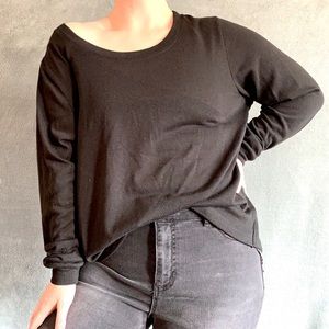 HIGH LOW Black Long Sweater with Sheer Pattern